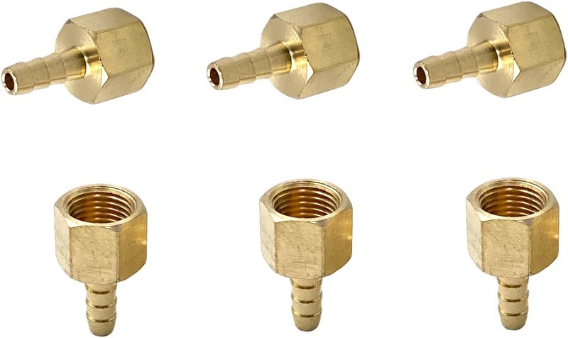 Bumugufu 6 Pcs 1/8" NPT Female x 1/8" Barb Brass Hose to Pipe Adapter,1/8" FNPT to Barb Hose Fittings for Water,Oil, Gas, Compressor - Image 4